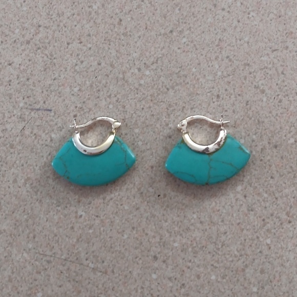 Turquoise 925 Silver Earrings - Picture 1 of 6